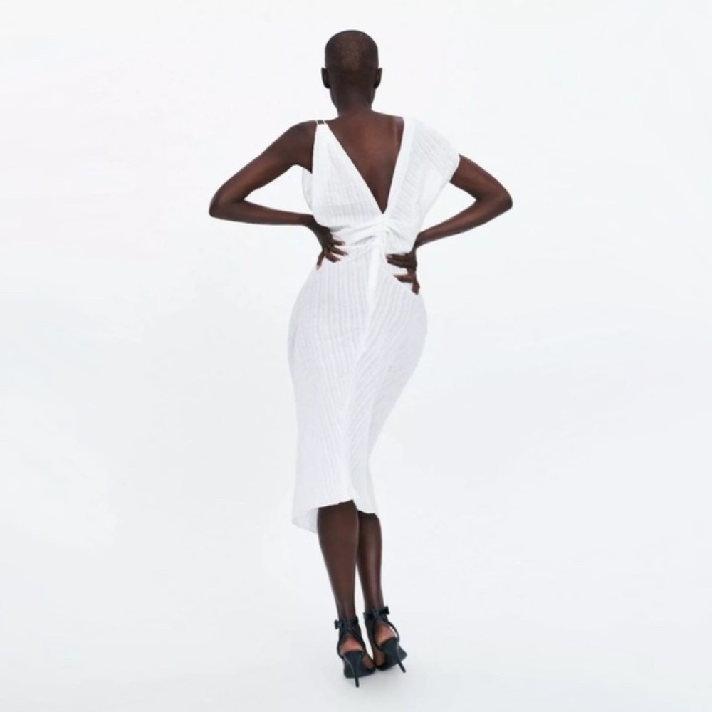 Zara medium asymmetrical white dress - Picture 3 of 6